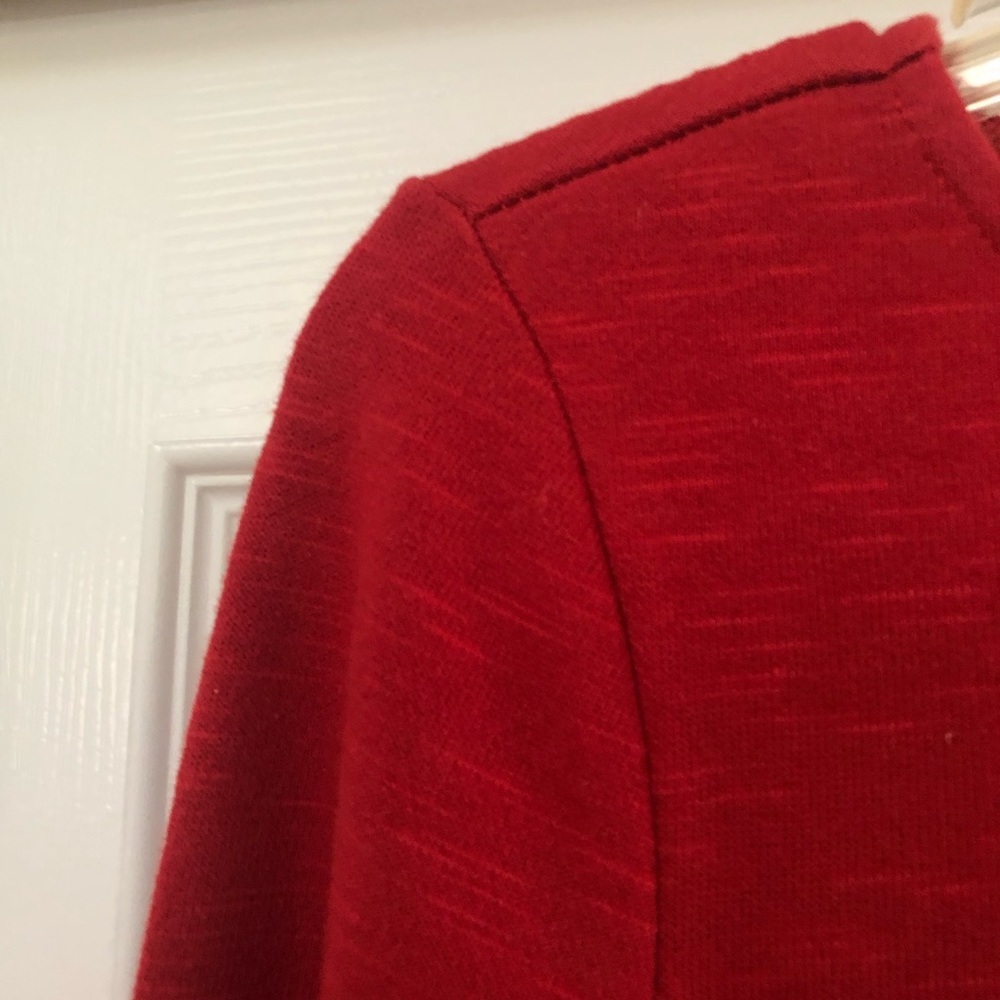 SheIn Cotton Red Long Bell Sleeve Shift Dress - Picture 7 of 16